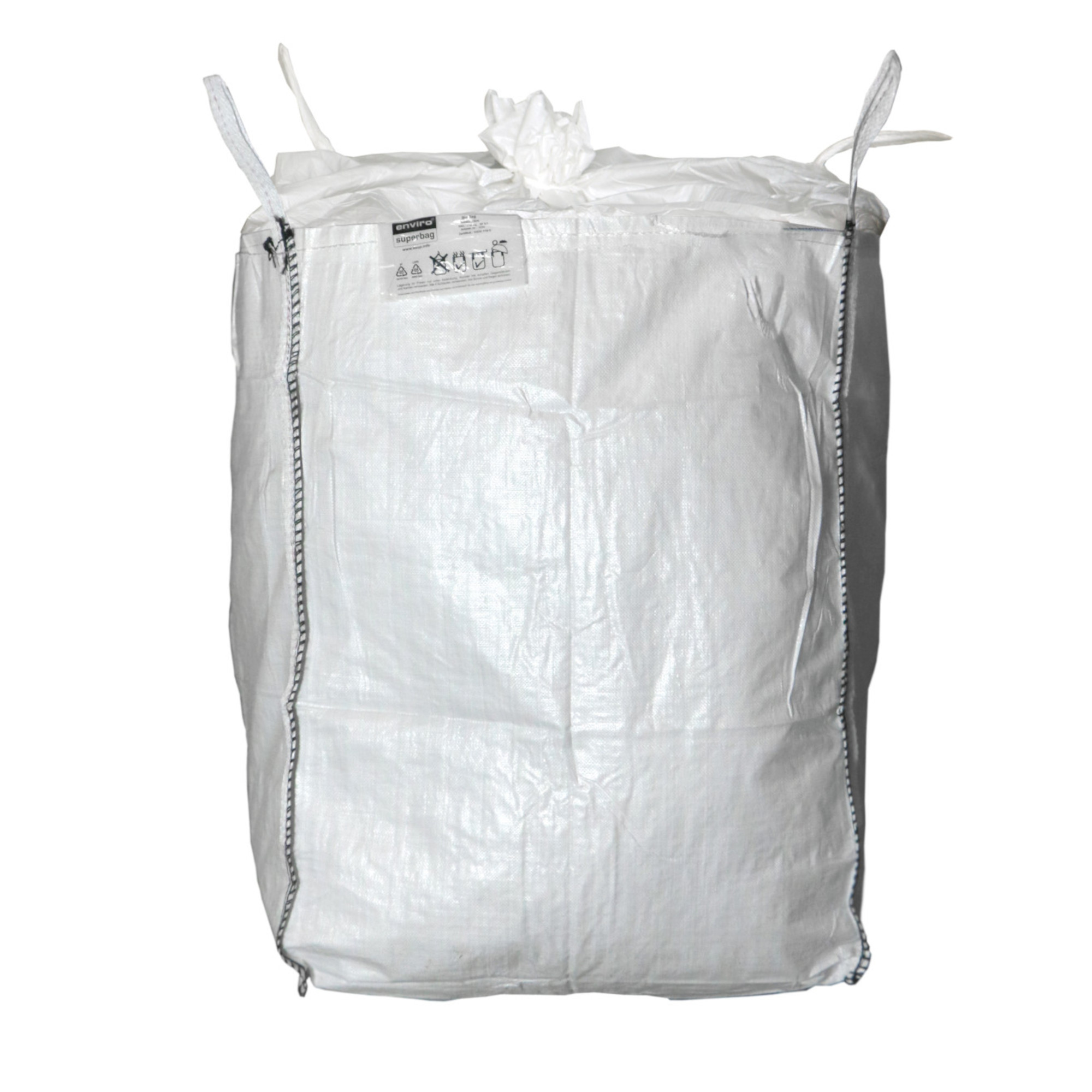 Weißer Enviro Superbag Big-Bag mit vier Hebeschlaufen, geschlossen